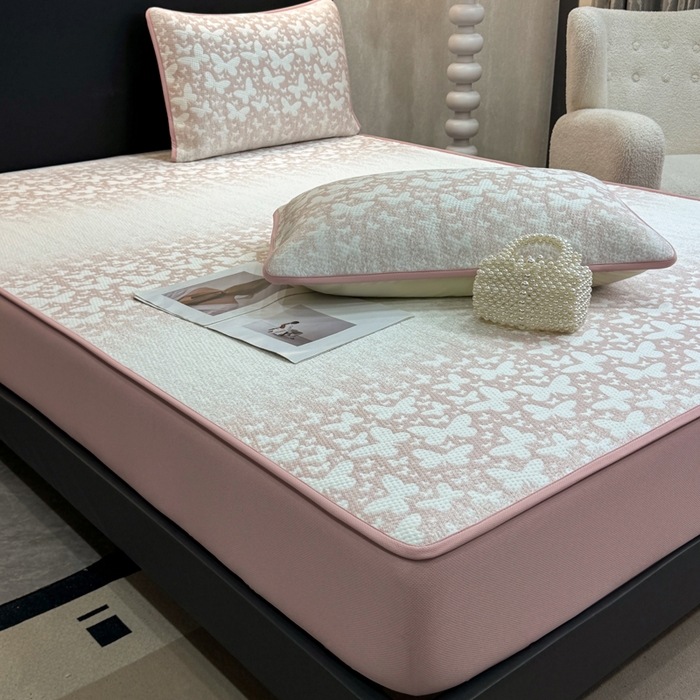 91家纺网 家纺一手货源 找家纺 （总）伊人坊 2026新款A类550克凉感提花值过0.21冰豆豆家用凉席子三件套夏季---床笠款