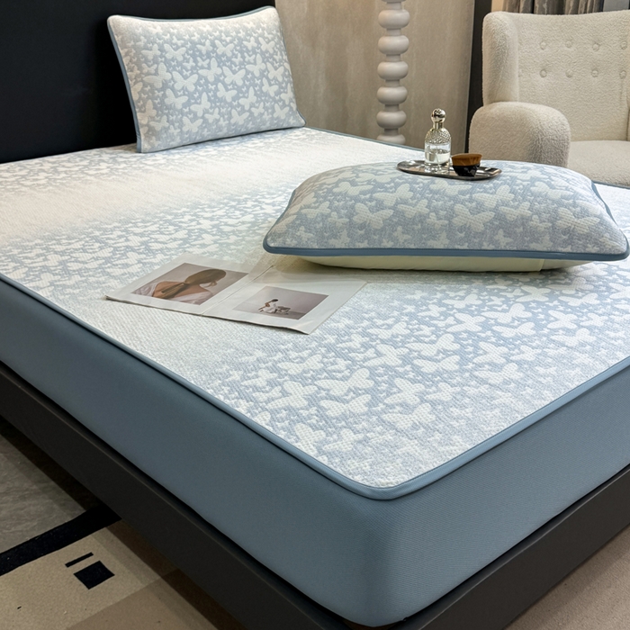 91家纺网 家纺一手货源 找家纺 （总）伊人坊 2026新款A类550克凉感提花值过0.21冰豆豆家用凉席子三件套夏季---床笠款