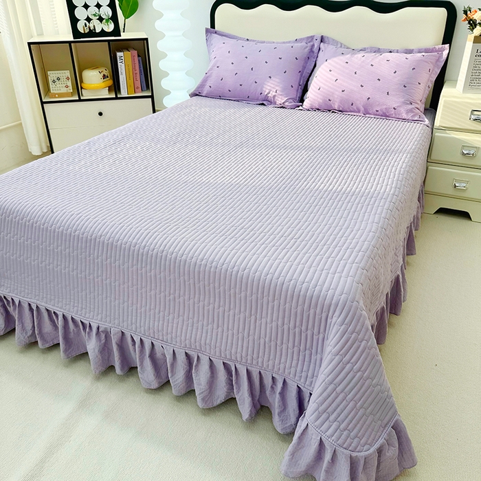 91家纺网 家纺一手货源 找家纺 （总）九诺家纺 2026新款丝柔棉皱皱纱花边床盖四件套