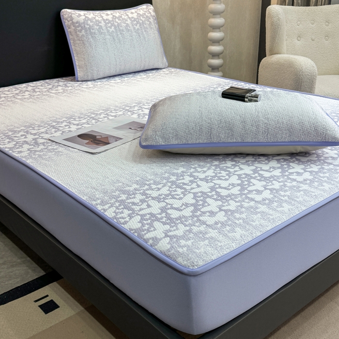 91家纺网 家纺一手货源 找家纺 （总）伊人坊 2026新款A类550克凉感提花值过0.21冰豆豆家用凉席子三件套夏季---床笠款