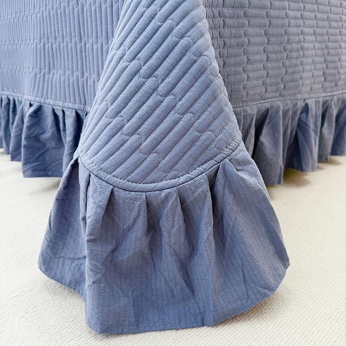 91家纺网 家纺一手货源 找家纺 九诺家纺 2026新款丝柔棉皱皱纱花边床盖四件套 米娅-喵喵物语