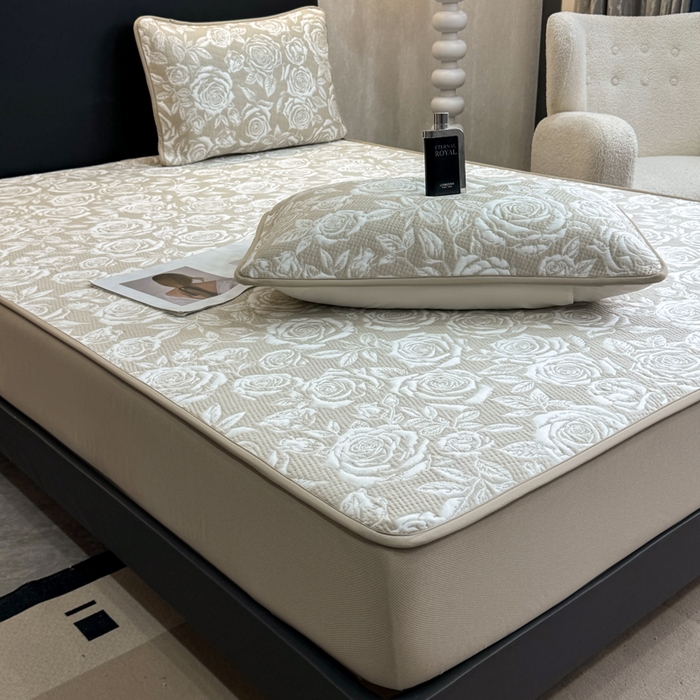 91家纺网 家纺一手货源 找家纺 （总）伊人坊 2026新款A类550克凉感提花值过0.21冰豆豆家用凉席子三件套夏季---床笠款