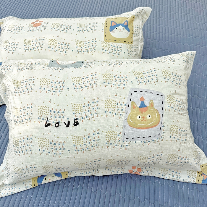 91家纺网 家纺一手货源 找家纺 九诺家纺 2026新款丝柔棉皱皱纱花边床盖四件套 米娅-喵喵物语