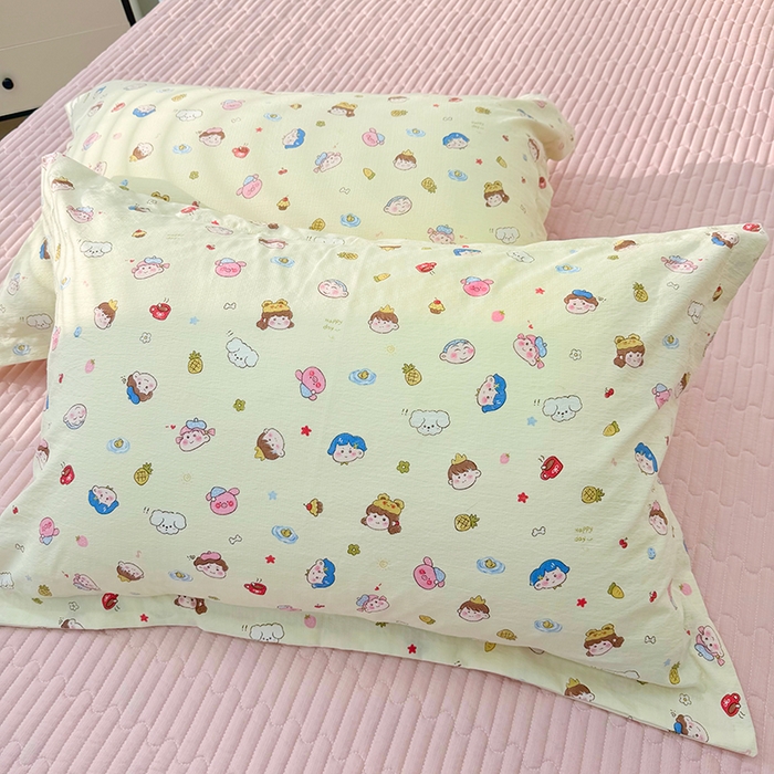 91家纺网 家纺一手货源 找家纺 九诺家纺 2026新款丝柔棉皱皱纱花边床盖四件套 米娅-快乐伙伴