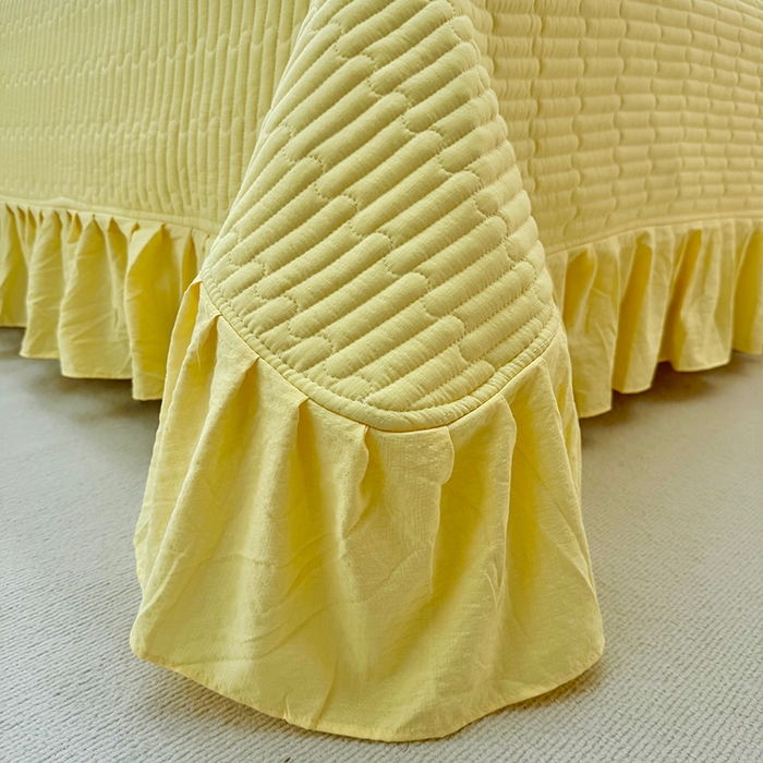 91家纺网 家纺一手货源 找家纺 九诺家纺 2026新款丝柔棉皱皱纱花边床盖四件套 米娅-欧若拉