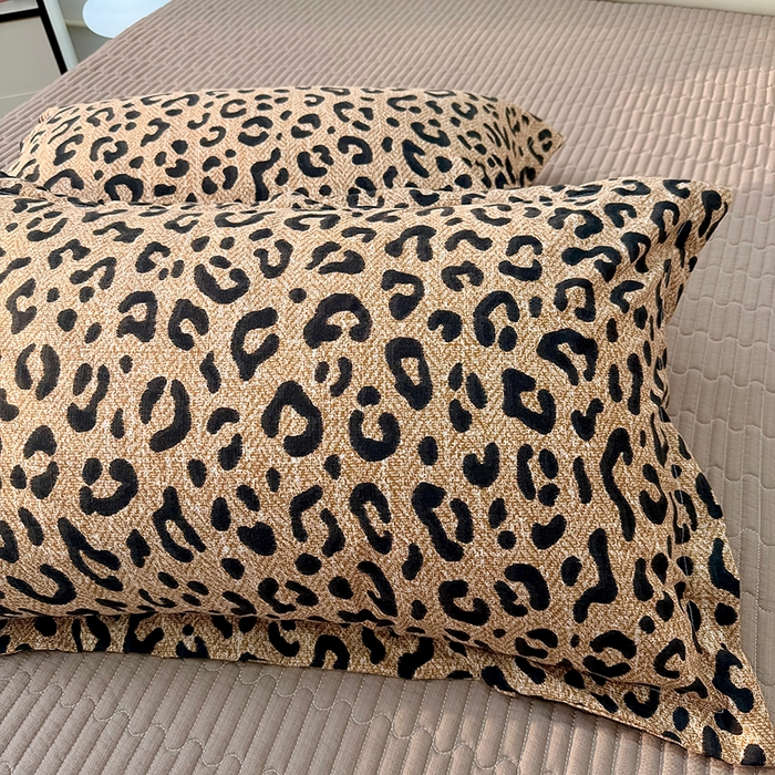 91家纺网 家纺一手货源 找家纺 九诺家纺 2026新款丝柔棉皱皱纱花边床盖四件套 米娅-皇家豹纹