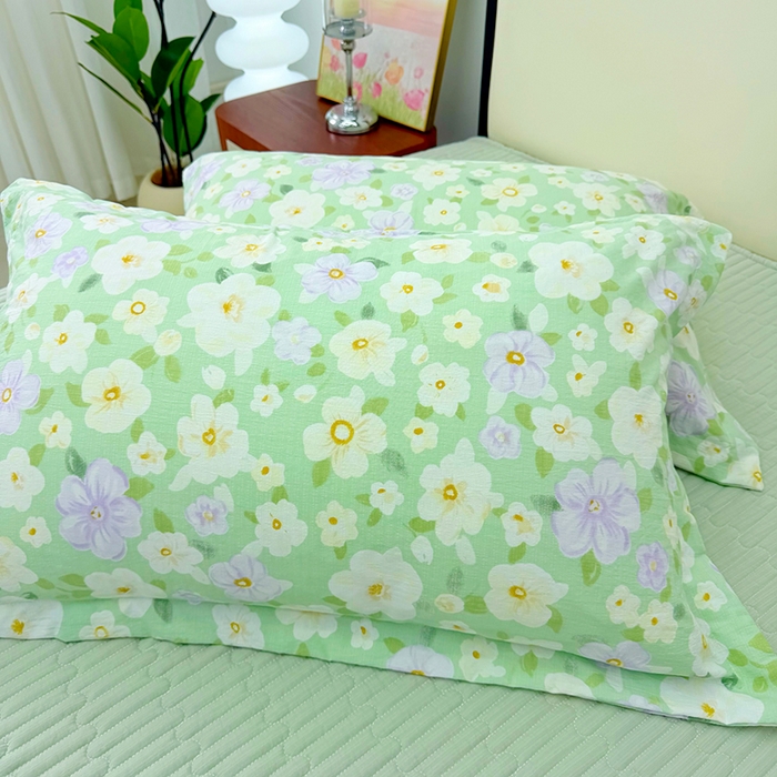 91家纺网 家纺一手货源 找家纺 九诺家纺 2026新款丝柔棉皱皱纱花边床盖四件套 米娅-海岛青春