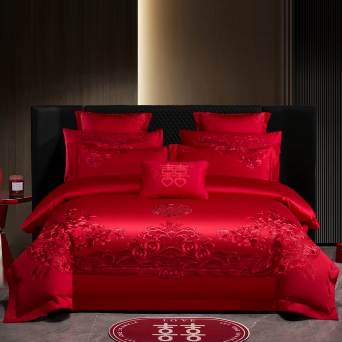 91家纺网 家纺一手货源 找家纺 （总）博之洋婚庆 2026新款全棉长绒棉刺绣婚庆四件套多件套