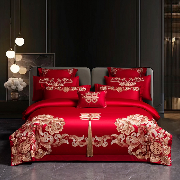 91家纺网 家纺一手货源 找家纺 （总）博之洋婚庆 2026新款全棉长绒棉刺绣婚庆四件套多件套