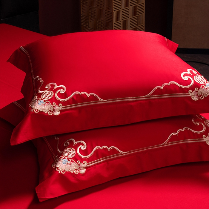 91家纺网 家纺一手货源 找家纺 博之洋婚庆 2026新款全棉长绒棉刺绣婚庆四件套多件套 江山如画