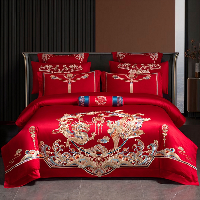 博之洋婚庆 2026新款全棉长绒棉刺绣婚庆四件套多件套 富丽堂皇