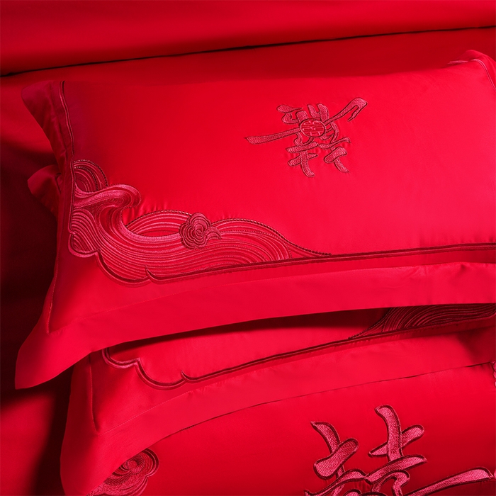 91家纺网 家纺一手货源 找家纺 博之洋婚庆 2026新款全棉长绒棉刺绣婚庆四件套多件套 国色芳华