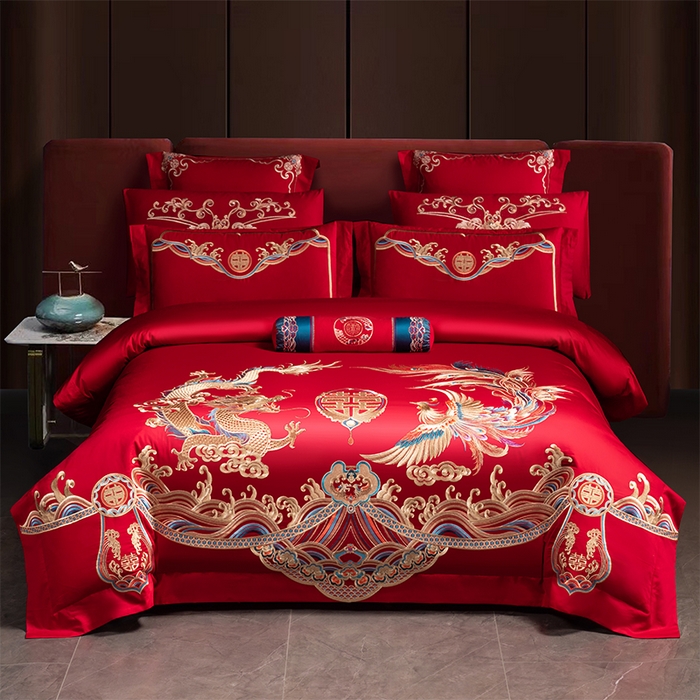 博之洋婚庆 2026新款全棉长绒棉刺绣婚庆四件套多件套 九五至尊-金