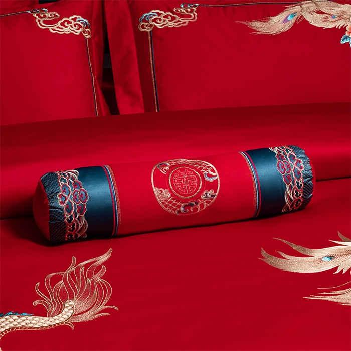 91家纺网 家纺一手货源 找家纺 博之洋婚庆 2026新款全棉长绒棉刺绣婚庆四件套多件套 龙凤喜韵