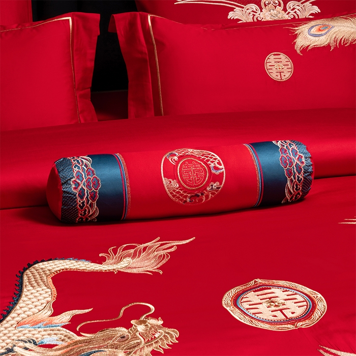 91家纺网 家纺一手货源 找家纺 博之洋婚庆 2026新款全棉长绒棉刺绣婚庆四件套多件套 龙凤之恋