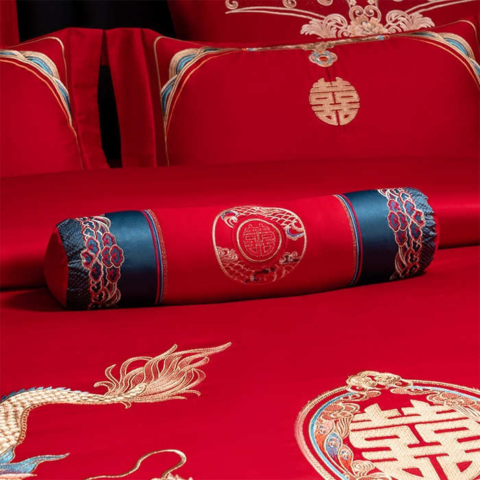 91家纺网 家纺一手货源 找家纺 博之洋婚庆 2026新款全棉长绒棉刺绣婚庆四件套多件套 龙凤传奇