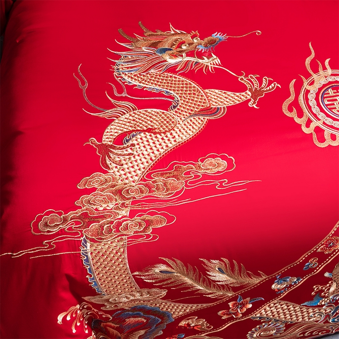 91家纺网 家纺一手货源 找家纺 博之洋婚庆 2026新款全棉长绒棉刺绣婚庆四件套多件套 江山如画