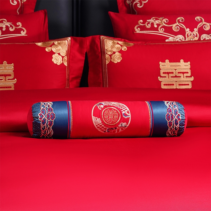 91家纺网 家纺一手货源 找家纺 博之洋婚庆 2026新款全棉长绒棉刺绣婚庆四件套多件套 喜迎龙凤-金