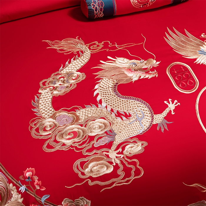 91家纺网 家纺一手货源 找家纺 博之洋婚庆 2026新款全棉长绒棉刺绣婚庆四件套多件套 锦绣前程