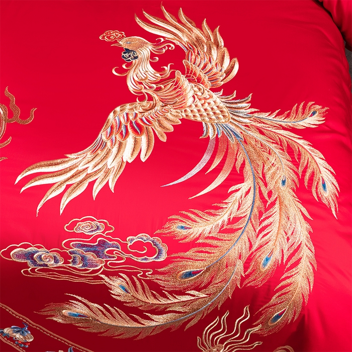 91家纺网 家纺一手货源 找家纺 博之洋婚庆 2026新款全棉长绒棉刺绣婚庆四件套多件套 江山如画