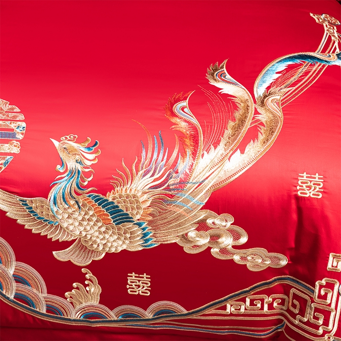 91家纺网 家纺一手货源 找家纺 博之洋婚庆 2026新款全棉长绒棉刺绣婚庆四件套多件套 皇家风范