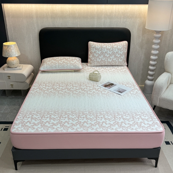 91家纺网 家纺一手货源 找家纺 （总）伊人坊 2026新款A类550克凉感提花值过0.21冰豆豆家用凉席子三件套夏季---床笠款