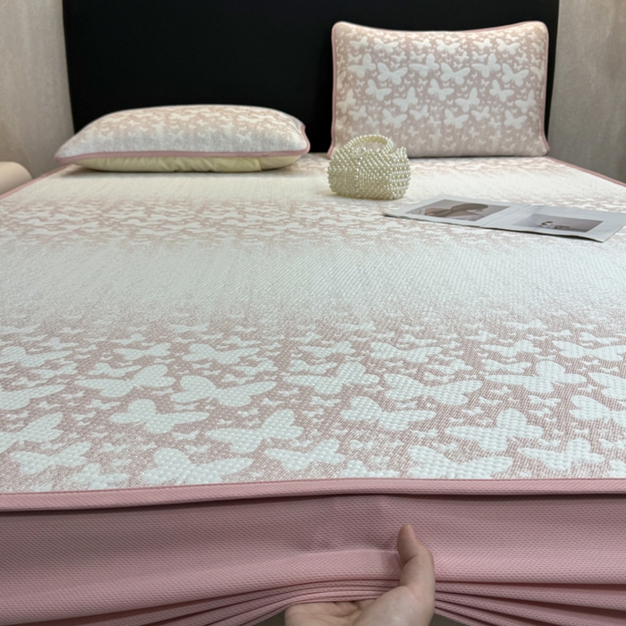 91家纺网 家纺一手货源 找家纺 （总）伊人坊 2026新款A类550克凉感提花值过0.21冰豆豆家用凉席子三件套夏季---床笠款