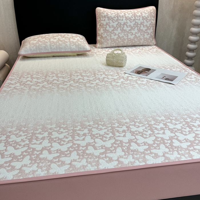 91家纺网 家纺一手货源 找家纺 （总）伊人坊 2026新款A类550克凉感提花值过0.21冰豆豆家用凉席子三件套夏季---床笠款