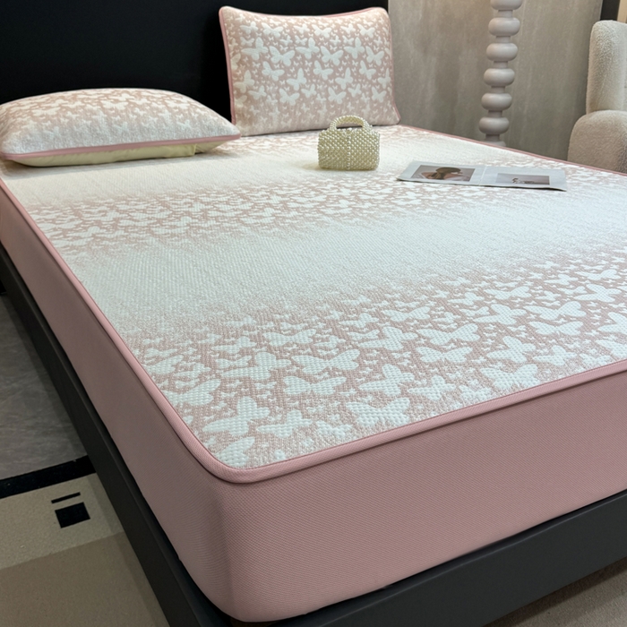 91家纺网 家纺一手货源 找家纺 （总）伊人坊 2026新款A类550克凉感提花值过0.21冰豆豆家用凉席子三件套夏季---床笠款