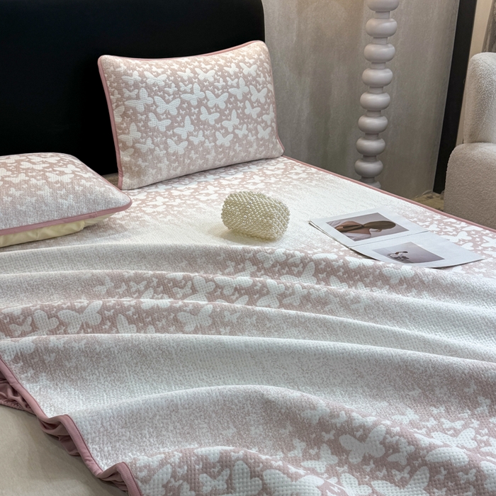 91家纺网 家纺一手货源 找家纺 （总）伊人坊 2026新款A类550克凉感提花值过0.21冰豆豆家用凉席子三件套夏季---床笠款