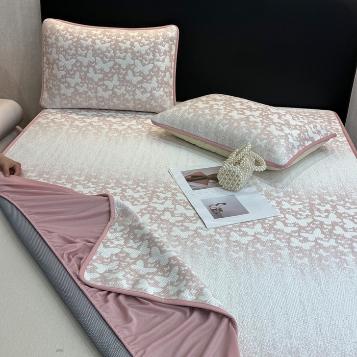 91家纺网 家纺一手货源 找家纺 （总）伊人坊 2026新款A类550克凉感提花值过0.21冰豆豆家用凉席子三件套夏季---床笠款