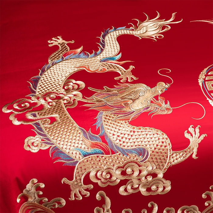 91家纺网 家纺一手货源 找家纺 博之洋婚庆 2026新款全棉长绒棉刺绣婚庆四件套多件套 九五至尊-金