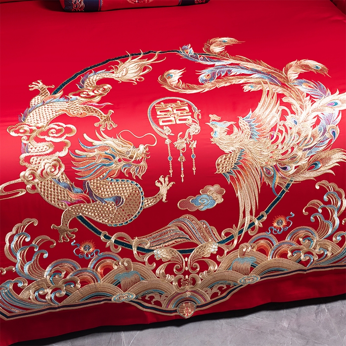 91家纺网 家纺一手货源 找家纺 博之洋婚庆 2026新款全棉长绒棉刺绣婚庆四件套多件套 富丽堂皇