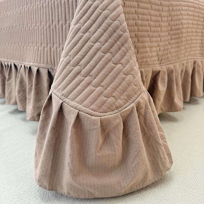 91家纺网 家纺一手货源 找家纺 九诺家纺 2026新款丝柔棉皱皱纱花边床盖四件套 米娅-少女情节