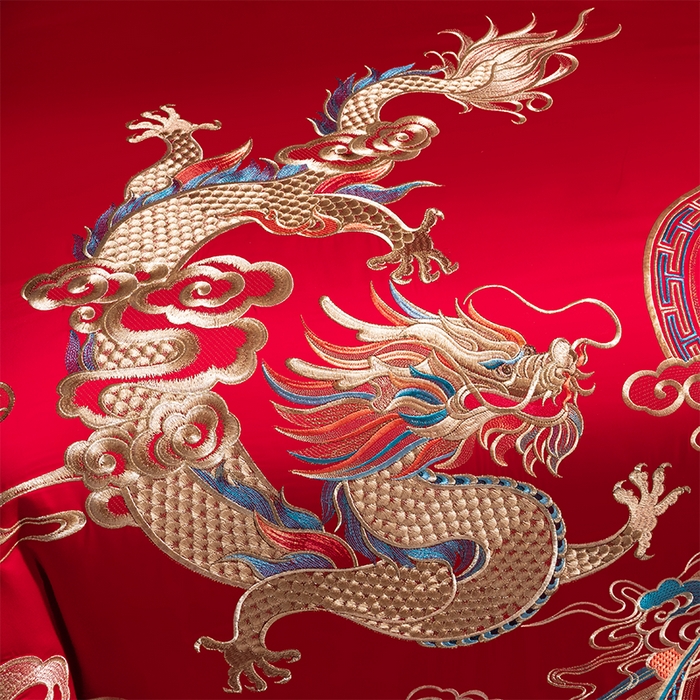 91家纺网 家纺一手货源 找家纺 博之洋婚庆 2026新款全棉长绒棉刺绣婚庆四件套多件套 瑞丽龙凤