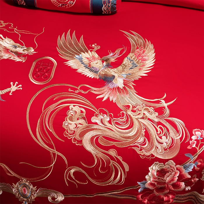 91家纺网 家纺一手货源 找家纺 博之洋婚庆 2026新款全棉长绒棉刺绣婚庆四件套多件套 锦绣前程