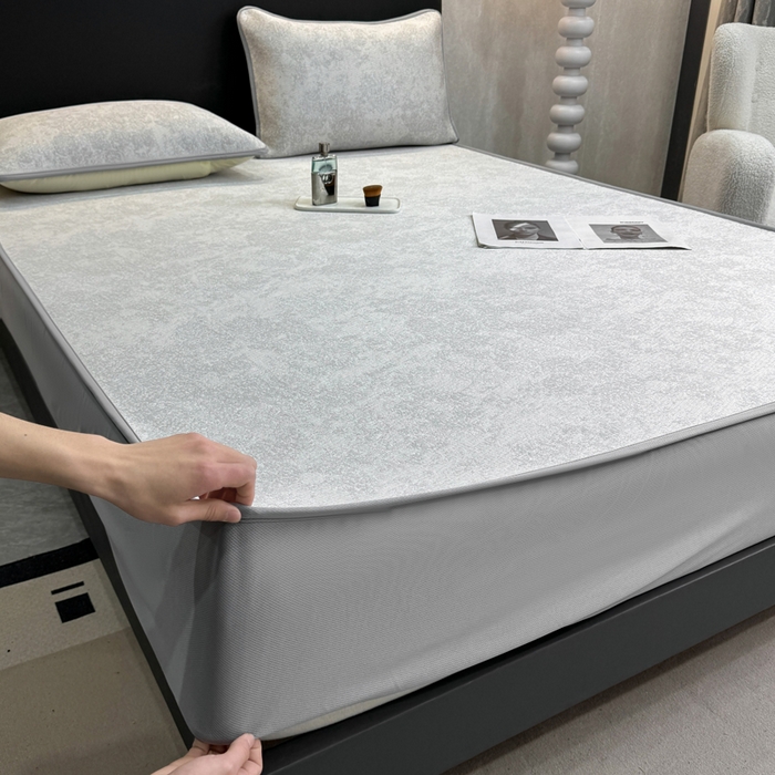 91家纺网 家纺一手货源 找家纺 伊人坊 2026新款A类550克凉感提花值过0.21冰豆豆家用凉席子三件套夏季---床笠款 繁花-灰