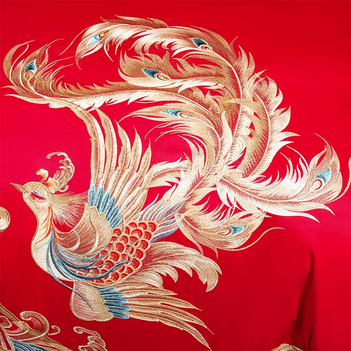 91家纺网 家纺一手货源 找家纺 博之洋婚庆 2026新款全棉长绒棉刺绣婚庆四件套多件套 皇朝喜嫁