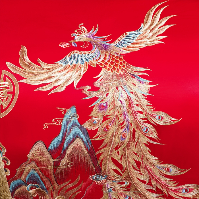 91家纺网 家纺一手货源 找家纺 博之洋婚庆 2026新款全棉长绒棉刺绣婚庆四件套多件套 龙凤王朝