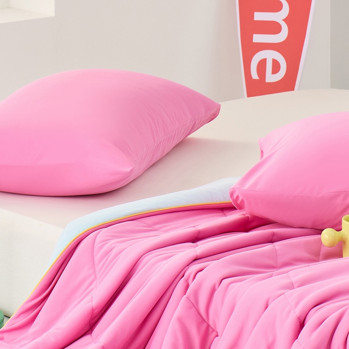 91家纺网 家纺一手货源 找家纺 LADYCOCO可可家居 2026新款coolmate多巴胺色系凉感枕套 玫瑰色