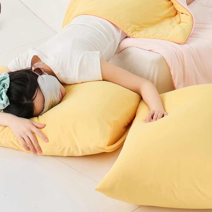 91家纺网 家纺一手货源 找家纺 LADYCOCO可可家居 2026新款coolmate多巴胺色系凉感枕套 橙黄