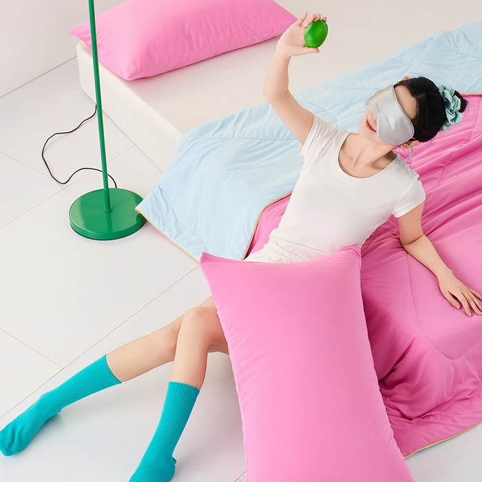 91家纺网 家纺一手货源 找家纺 LADYCOCO可可家居 2026新款coolmate多巴胺色系凉感枕套 玫瑰色