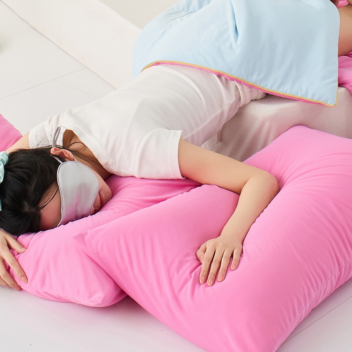 91家纺网 家纺一手货源 找家纺 LADYCOCO可可家居 2026新款coolmate多巴胺色系凉感枕套 玫瑰色