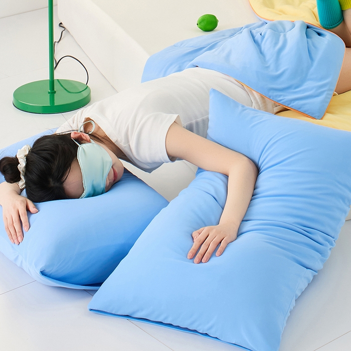 LADYCOCO可可家居 2026新款coolmate多巴胺色系凉感枕套 蓝色