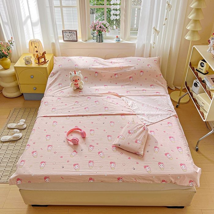 91家纺网 家纺一手货源 找家纺 维娜斯家纺 2026新款双层纱旅行酒店隔脏睡袋 小兔莉莉