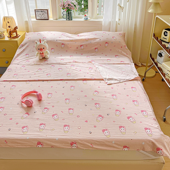 91家纺网 家纺一手货源 找家纺 维娜斯家纺 2026新款双层纱旅行酒店隔脏睡袋 小兔莉莉