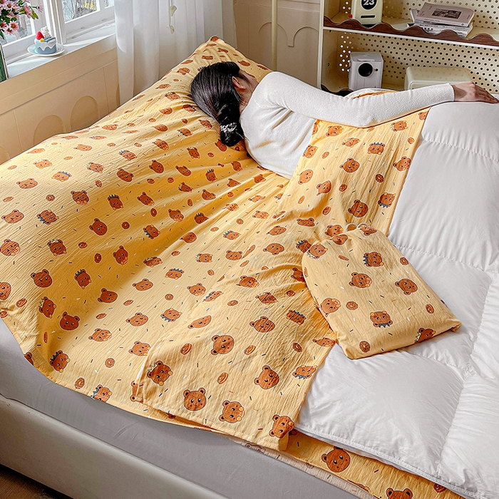 维娜斯家纺 2026新款双层纱旅行酒店隔脏睡袋 小熊梦梦