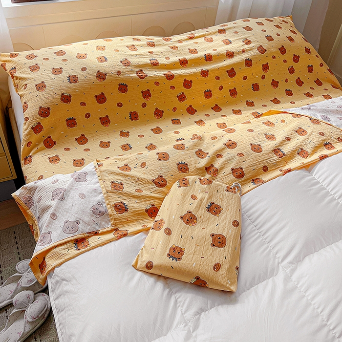 91家纺网 家纺一手货源 找家纺 维娜斯家纺 2026新款双层纱旅行酒店隔脏睡袋 小熊梦梦