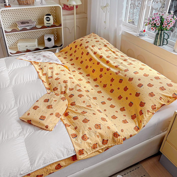 91家纺网 家纺一手货源 找家纺 维娜斯家纺 2026新款双层纱旅行酒店隔脏睡袋 小熊梦梦