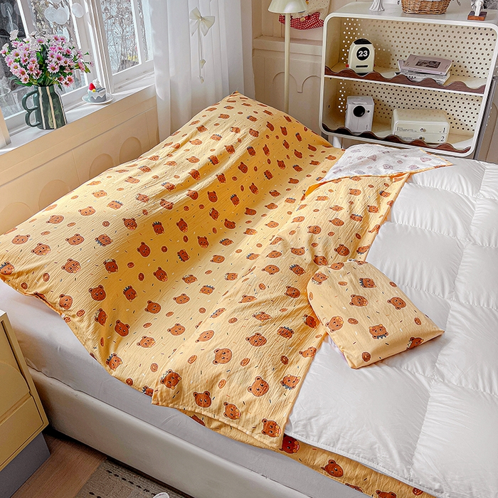 91家纺网 家纺一手货源 找家纺 维娜斯家纺 2026新款双层纱旅行酒店隔脏睡袋 小熊梦梦